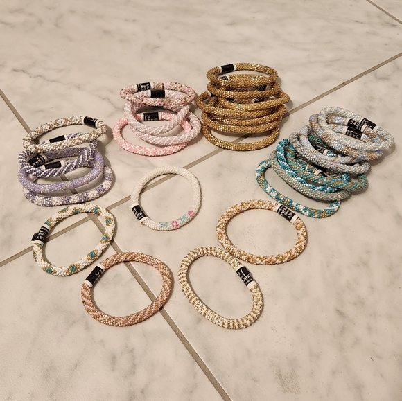 Lily and Laura Nepali Glass Crocheted Bracelets - Picture 1 of 13